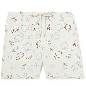 CORRIDOR Straight Leg Linen and Cotton Blend Drawstring Shorts